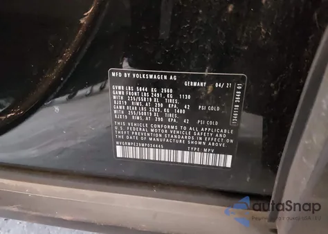 2021 Volkswagen Id.4 Pro из США, поврежденный, VIN WVGRMPE29MP034445